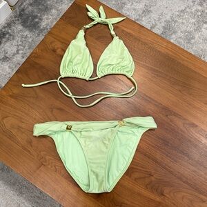 Vix Paula Hermanny Women's Green Bikini Set Top Bottom Size L